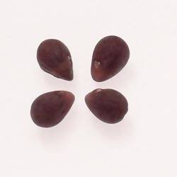 Perles en verre forme de grosses gouttes couleur violet givré (x 4)