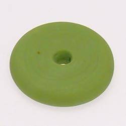 Perle en verre forme maxi palet Ø40mm couleur vert pomme givré (x 1)