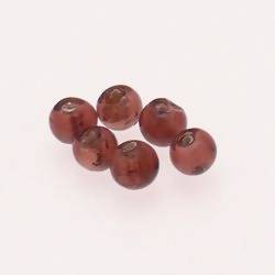 Perle ronde en verre Ø6mm argent couleur Prune (x 6)