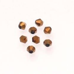 Perles en verre soucoupe à facettes Ø4mm couleur bronze (x 8)