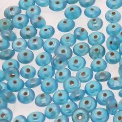 Perles en verre forme soucoupes Ø8mm couleur bleu turquoise brillant (x 10)