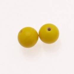 Perle en verre ronde Ø10mm couleur jaune opaque (x 2)