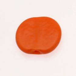 Perle en verre ronde plate 30mm couleur orange opaque (x 1)