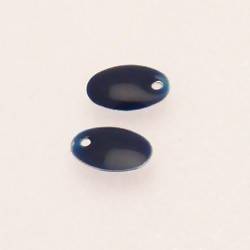 Pastille en métal forme ovale 12x8mm couvert d'une résine couleur bleu marine (x 2)