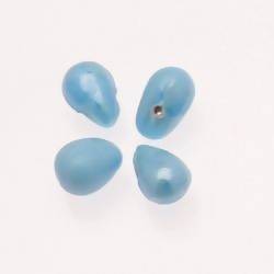 Perles en verre forme de grosses gouttes couleur bleu ciel brillant (x 4)