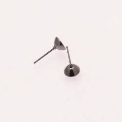 Clou d'oreille 12x6mm cône simple couleur noir / hématite (x 2)