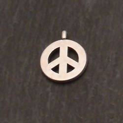 Perle en métal breloque forme symbole peace and love Ø15mm couleur Argent (x 1)