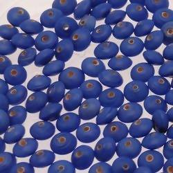 Perles en verre forme soucoupes Ø8mm couleur bleu jean opaque (x 10)