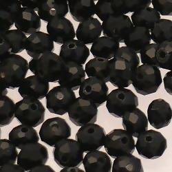 Perles en verre boules aplaties à facettes Ø5mm couleur noir (x 5)