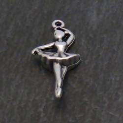 Perle breloque en métal forme danseuse 30mm couleur Argent (x 1)
