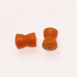 Perles en verre forme diabolo 13x10mm couleur orange opaque (x 2)