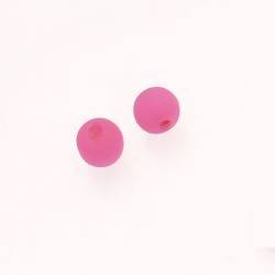 Perle ronde en résine Ø8mm couleur fushia mat (x 2)