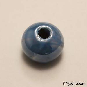 Perle en céramique ronde émaillée 16mm couleur bleu ciel (x 1)