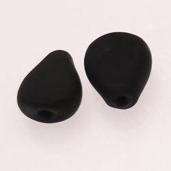 Perles en verre forme de goutte plate 19x16mm couleur noir givré (x 2)