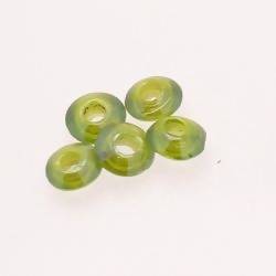Perles en verre forme soucoupes Ø10-12mm couleur vert olive brillant (x 5)