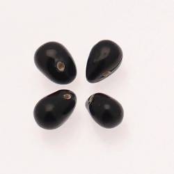 Perles en verre forme de grosses gouttes couleur noir opaque (x 4)
