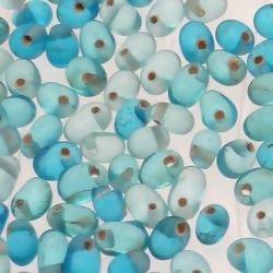 Perles en verre forme de petite goutte Ø5mm couleur bleu turquoise transparent (x 10)