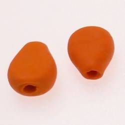 Perles en verre forme de goutte plate 19x16mm couleur Orange givré (x 2)