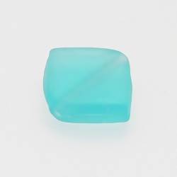 Perle en verre forme maxi carré 25x25mm couleur bleu turquoise givré (x 1)