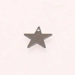 Perle en métal forme pastille étoile Ø10mm couleur noir / hématite (x 1)