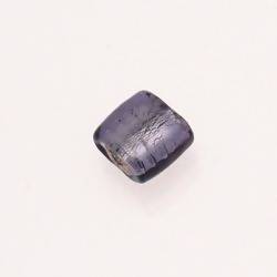 Perles en verre forme carré argent 15x15mm couleur violet (x 1)