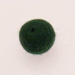 Perles en laine ronde Ø20mm couleur vert bouteille (x 1)