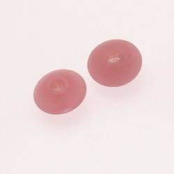 Perles en verre forme soucoupes Ø15mm couleur Rose opaque (x 2)