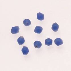 Perles en verre forme petite toupie Ø4mm couleur bleu jean opaque (x 10)