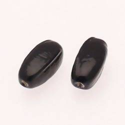 Perles en verre forme ovale 17x8mm couleur noir opaque (x 2)