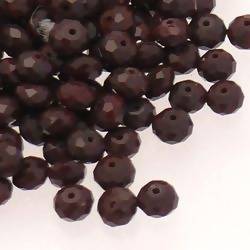Perles en verre boules aplaties à facettes Ø5mm couleur marron chocolat (x 5)