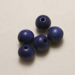 Perles en Bois rondes Ø8mm couleur bleu foncé (x 5)