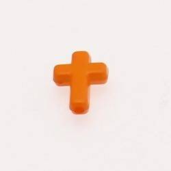 Perle breloque en verre croix 12x16mm couleur orange (x 1)
