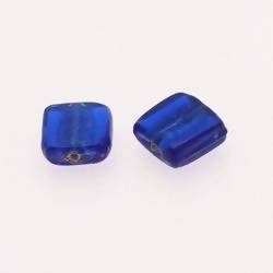 Perles en verre forme carré 15x15mm couleur bleu marine transparent (x 2)