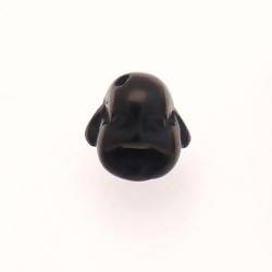 Perle résine forme tête de bouddha 17mm couleur noir (x 1)