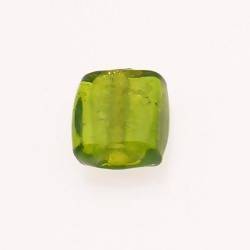 Perles en verre forme carré 22x22mm couleur vert olive (x 1)