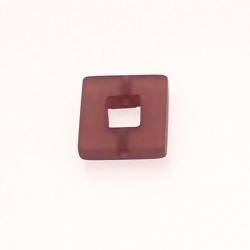 Perle en résine anneau carré 18x18mm couleur marron brun mat (x 1)