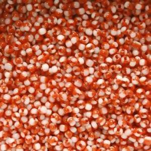Perles de Rocaille 2mm bicolore blanc et rouge opaque (x 20g)