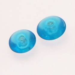 Perles en verre forme soucoupes Ø15mm couleur Bleu Turquoise transparent (x 2)