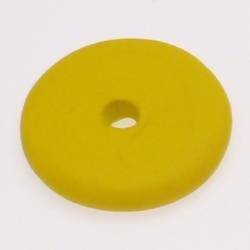 Perle en verre forme maxi palet Ø40mm couleur jaune givré (x 1)