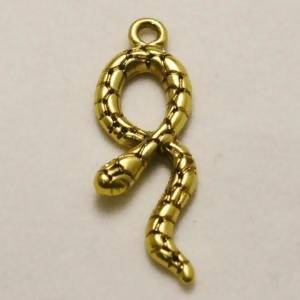 Perle en métal breloque forme de serpent 30x10mm couleur or (x 1)