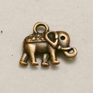 Perle en métal breloque éléphant profil avec tapis 13x8mm couleur cuivre (x 1)
