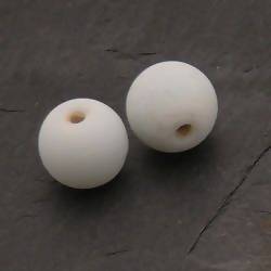 Perle en verre ronde Ø14mm couleur blanc givré (x 2)