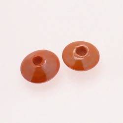 Perles en verre forme soucoupes Ø15mm couleur Orange brillant (x 2)