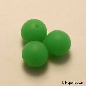 Perles rondes en silicone Ø10mm couleur vert (x 3)