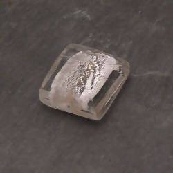 Perles en verre forme maxi carré 27x27mm argent couleur transparent