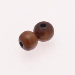 Perles rondes en corne Ø8mm couleur marron (x 2)