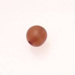 Perle ronde en résine Ø12mm couleur marron caramel brillant (x 1)