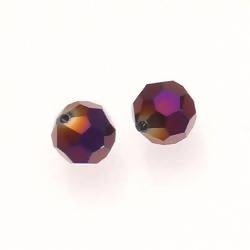 Perles en verre boule à facettes Ø10mm couleur pourpre (x 2)