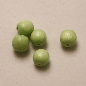 Perles en Bois rondes Ø6mm couleur vert pomme (x 5)