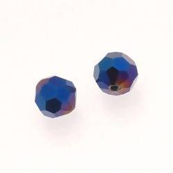 Perles en verre boule à facettes Ø10mm couleur bleu (x 2)